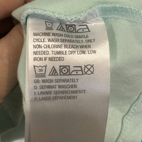 🧣Denim & Co. Mint Green Top w/ Lace 3/4 Length Sleeves Large Casual GUC - Picture 6 of 9